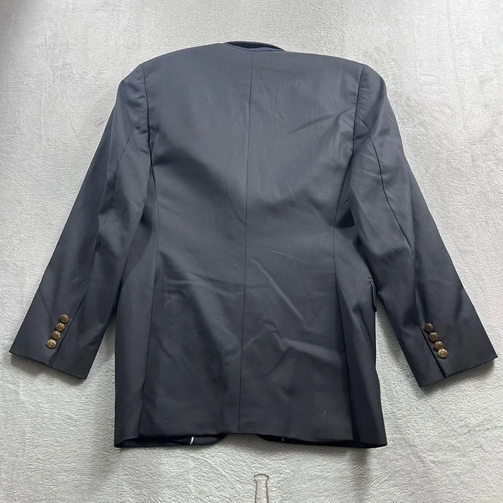 Vineyard Vines Mens 38R Navy Blue Wool Blazer Gold Crest Button Sport Coat Luxor